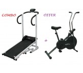 Manual Treadmill + Basic Static Exercise Cycle Lifeline Combo Deal